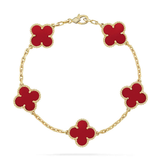 [Jewelicorn]CLOVER 5 MOTIFS RED AGATE  BRACELET