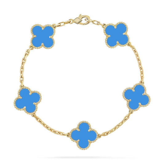 [Jewelicorn]CLOVER 5 MOTIFS BLUE AGATE BRACELET