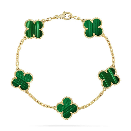 [Jewelicorn]CLOVER 5 MOTIFS MALACHITE BRACELET