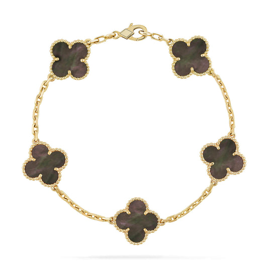 [Jewelicorn]CLOVER 5 MOTIF GRAY MOP  BRACELET