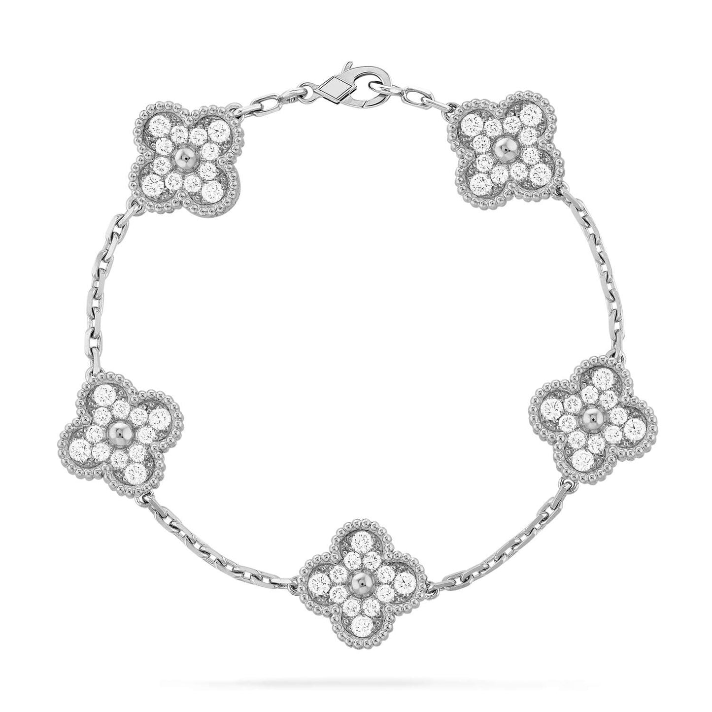 [Jewelicorn]CLOVER 5 MOTIFS  DIAMOND BRACELET SILVER