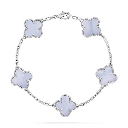 [Jewelicorn]CLOVER  5 MOTIF PURPLE CHALCEDONY BRACELET SILVER