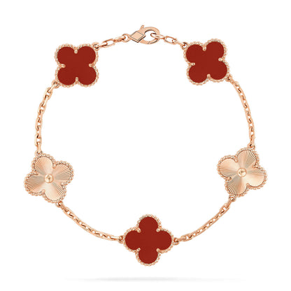 [Jewelicorn]CLOVER  5 MOTIFS CARNELIAN GOLD BRACELET