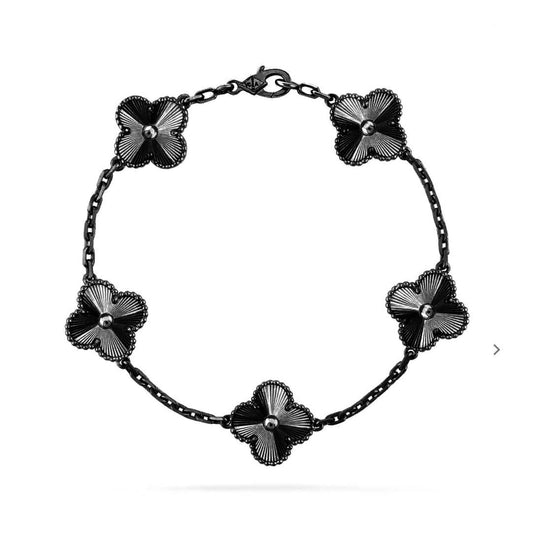 [Jewelicorn]CLOVER 5 MOTIF BLACK BRACELET