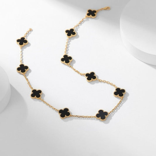 [Jewelicorn]CLOVER 10 MOTIFS ONYX NECKLACE