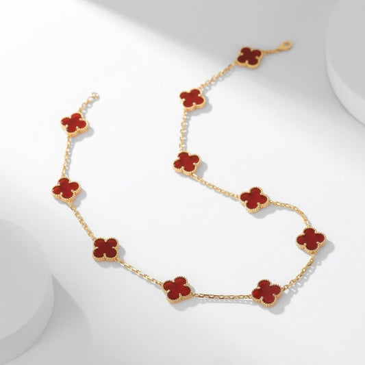 [Jewelicorn]CLOVER 10 MOTIFS CARNELIAN NECKLACE