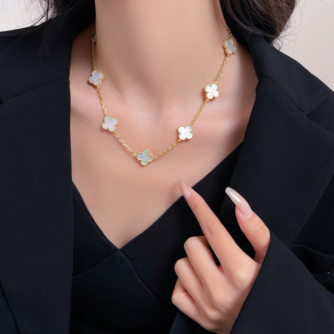 [Jewelicorn]CLOVER 10 MOTIFS WHITE MOTHER OF PEARL NECKLACE