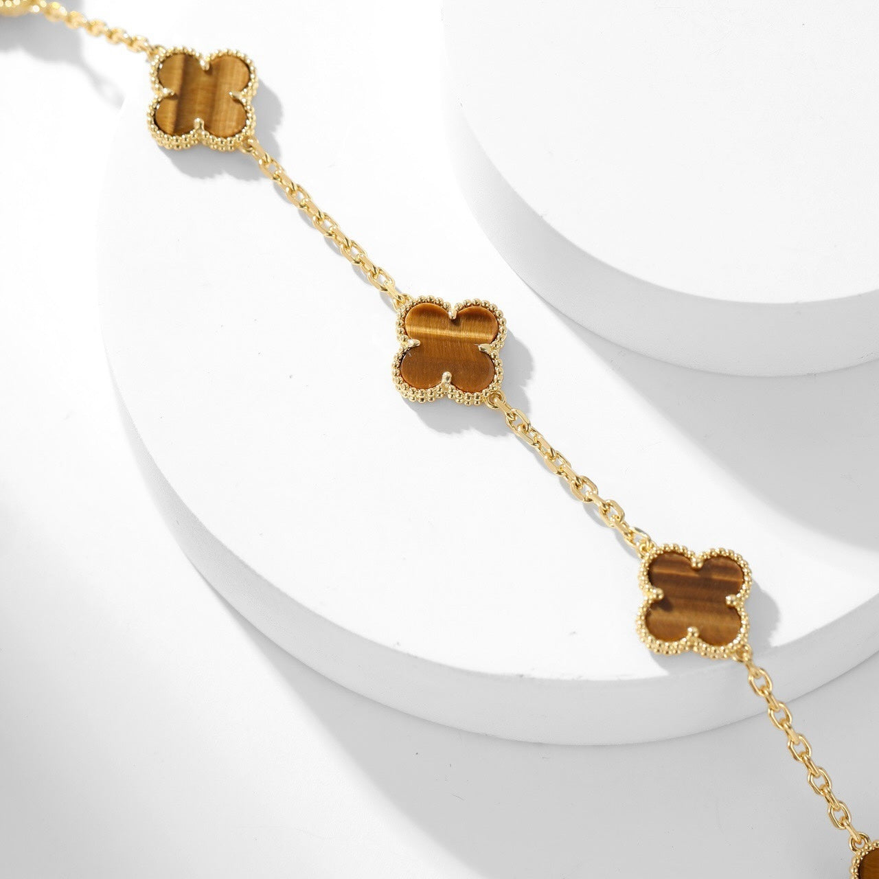 [Jewelicorn]CLOVER 10 MOTIFS TIGER EYE NECKLACE