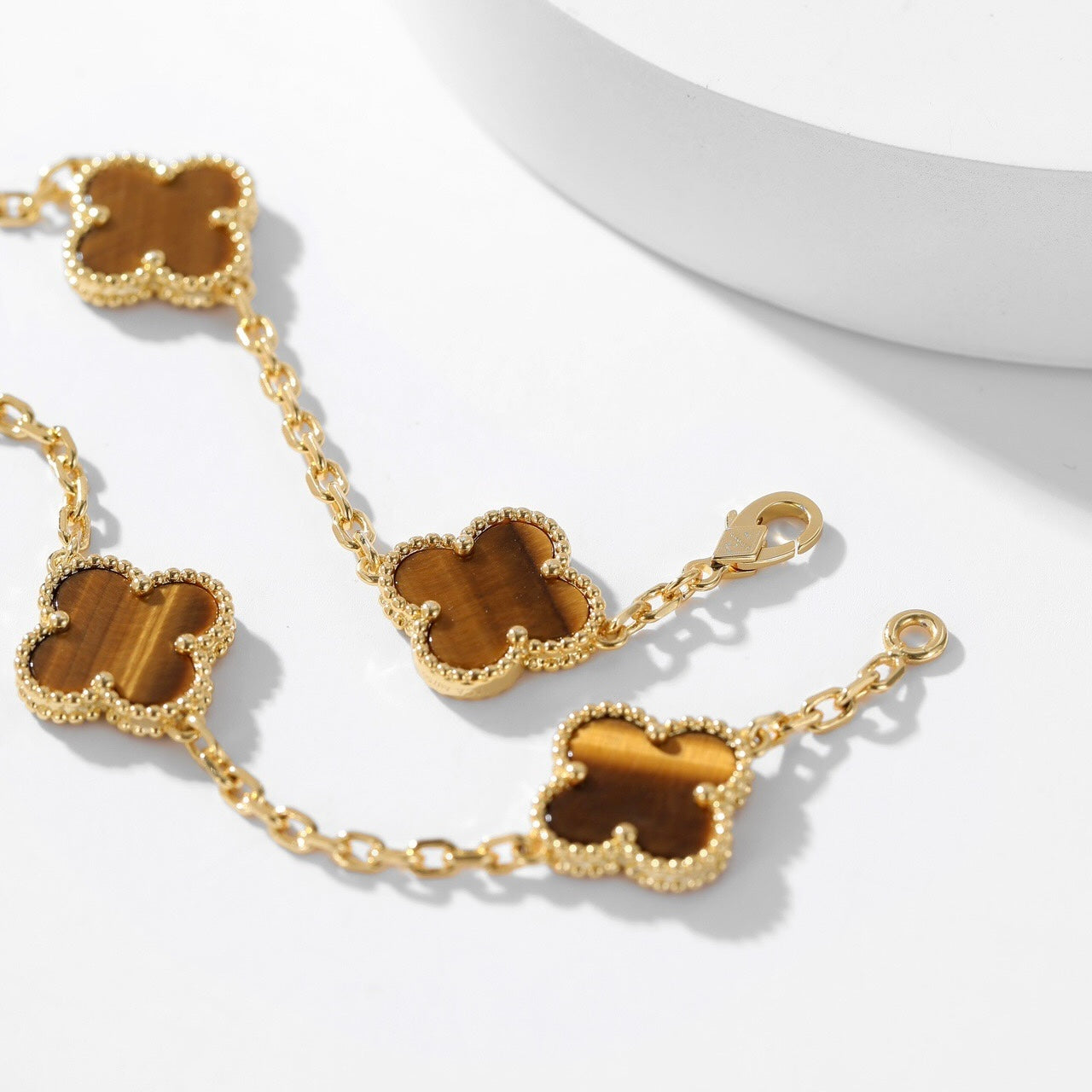[Jewelicorn]CLOVER 10 MOTIFS TIGER EYE NECKLACE
