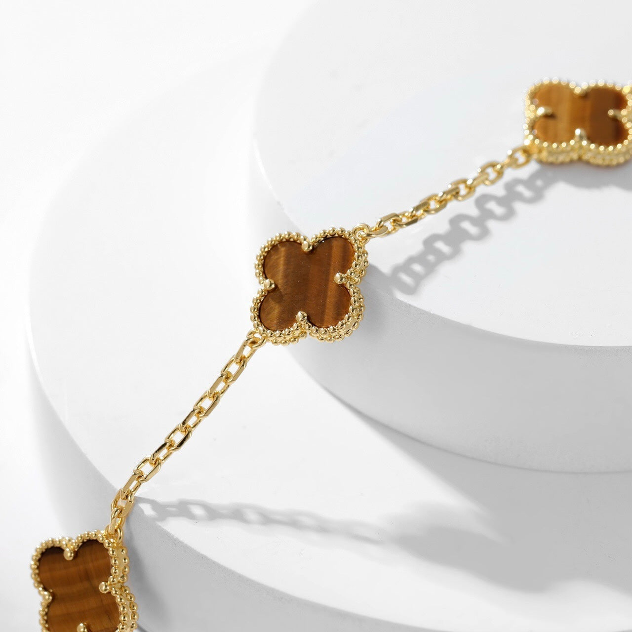 [Jewelicorn]CLOVER 10 MOTIFS TIGER EYE NECKLACE