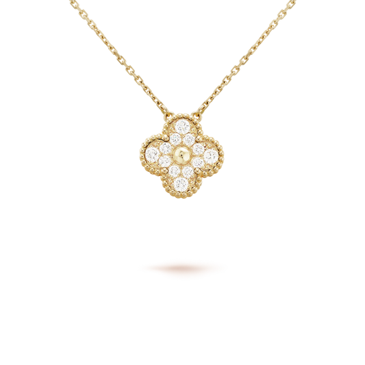 [Jewelicorn]CLOVER 15MM DIAMOND SINGLE FLOWER NECKLACE