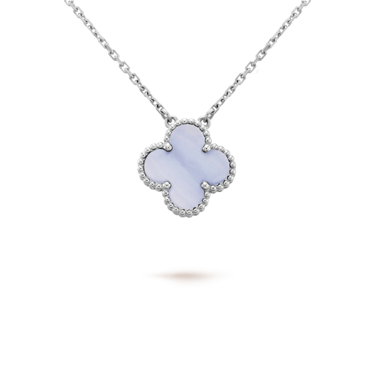[Jewelicorn]CLOVER 15MM BLUE CHALCEDONY NECKLACE SILVER