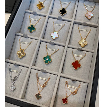 [Jewelicorn]CLOVER 15MM MALACHITE SINGLE FLOWER  NECKLACE