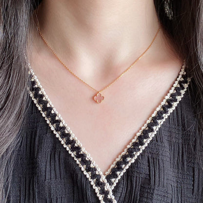 [Jewelicorn]CLOVER 15MM PINK MOTHER-OF-PEARL SINGLE FLOWER NECKLACE
