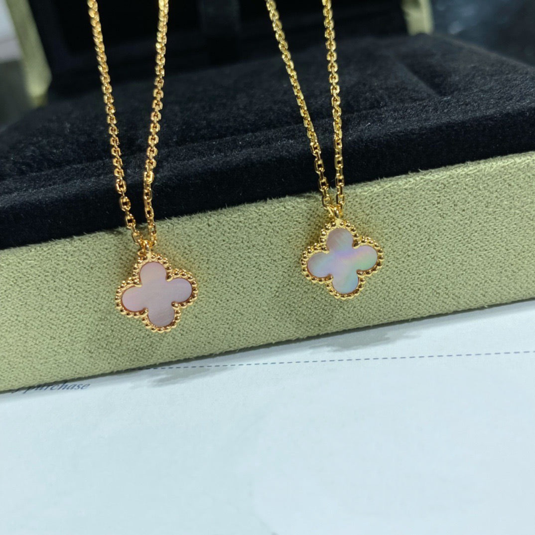 [Jewelicorn]CLOVER 15MM PINK MOTHER-OF-PEARL SINGLE FLOWER NECKLACE