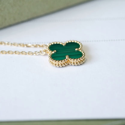 [Jewelicorn]CLOVER 15MM MALACHITE SINGLE FLOWER  NECKLACE