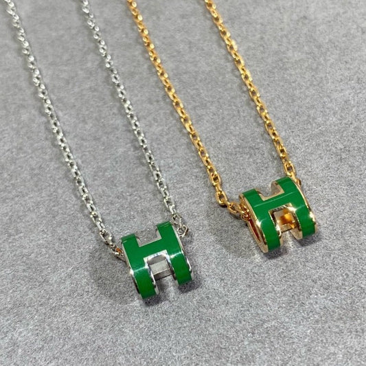 [Jewelicorn]POP H GREEN NECKLACE SILVER AND GOLD