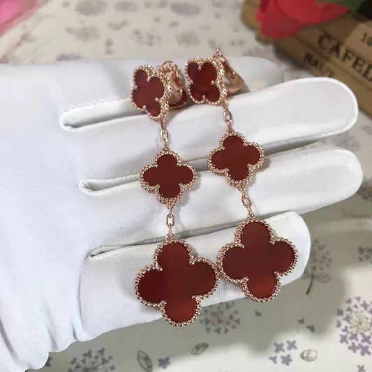 [Jewelicorn]CLOVER 3 MOTIF CARNELIAN DROP EARRINGS