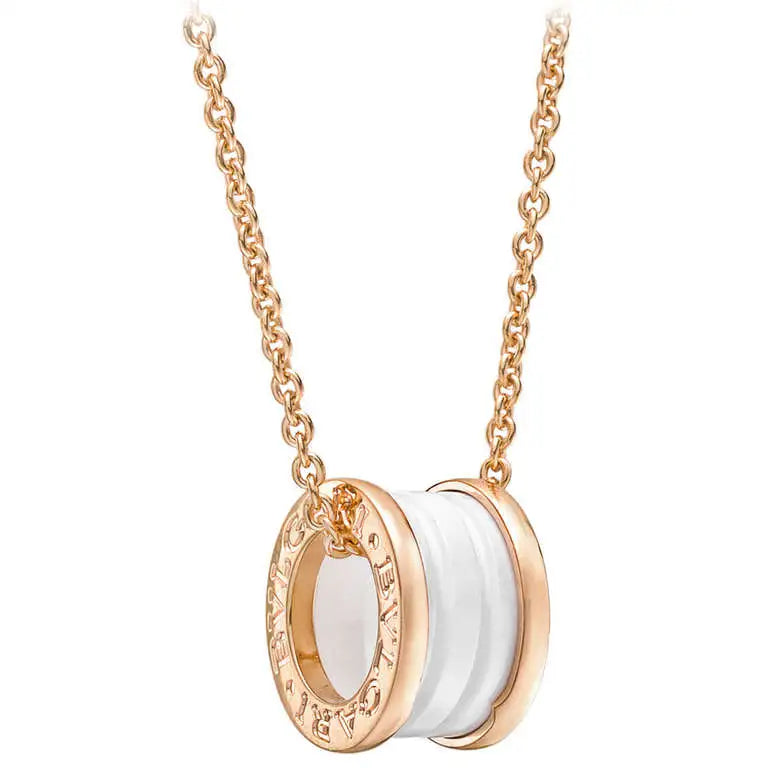 [Jewelicorn]ZERO 1 WHITE CERAMIC PINK GOLD DIAMOND NECKLACE