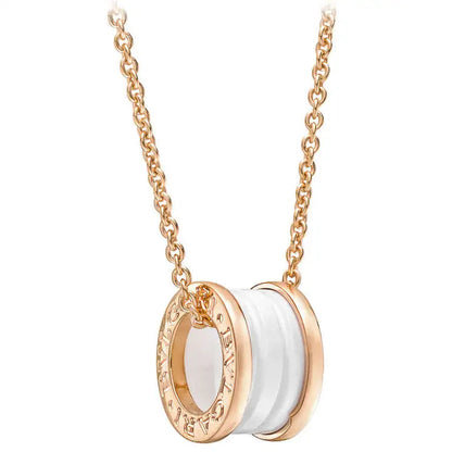 [Jewelicorn]ZERO 1 WHITE CERAMIC PINK GOLD DIAMOND NECKLACE