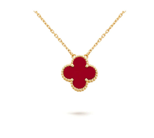 [Jewelicorn]CLOVER 15MM CARNELIAN SINGLE FLOWER NECKLACE