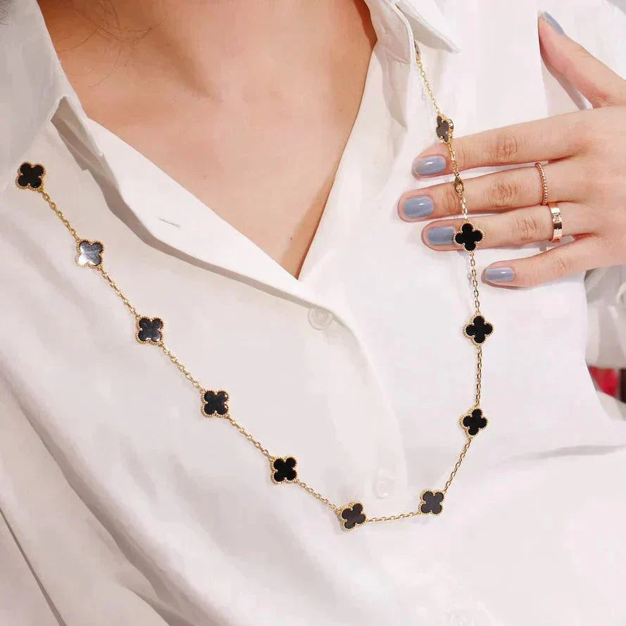 [Jewelicorn]CLOVER 20 MOTIFS ONYX NECKLACE