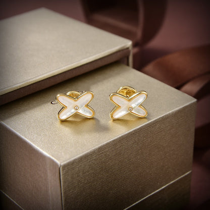 [Jewelicorn]JEUX DE WHITE MOP GOLD DIAMOND EARRINGS