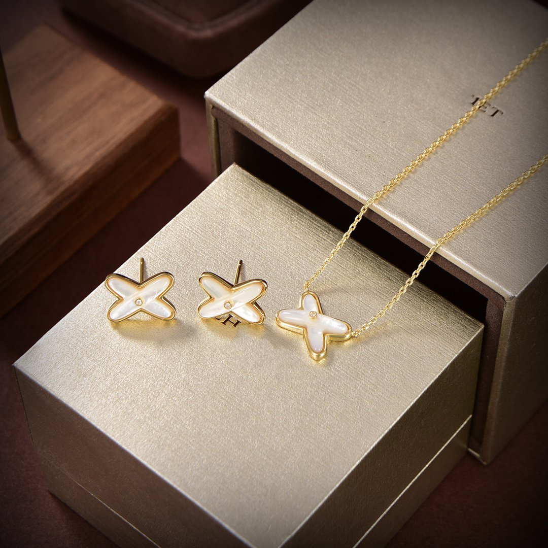 [Jewelicorn]JEUX DE WHITE MOP GOLD DIAMOND EARRINGS