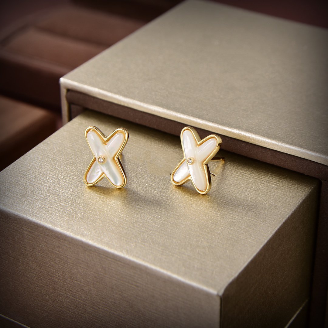 [Jewelicorn]JEUX DE WHITE MOP GOLD DIAMOND EARRINGS