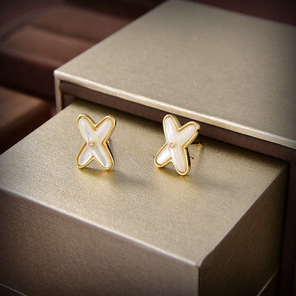 [Jewelicorn]JEUX DE WHITE MOP GOLD DIAMOND EARRINGS