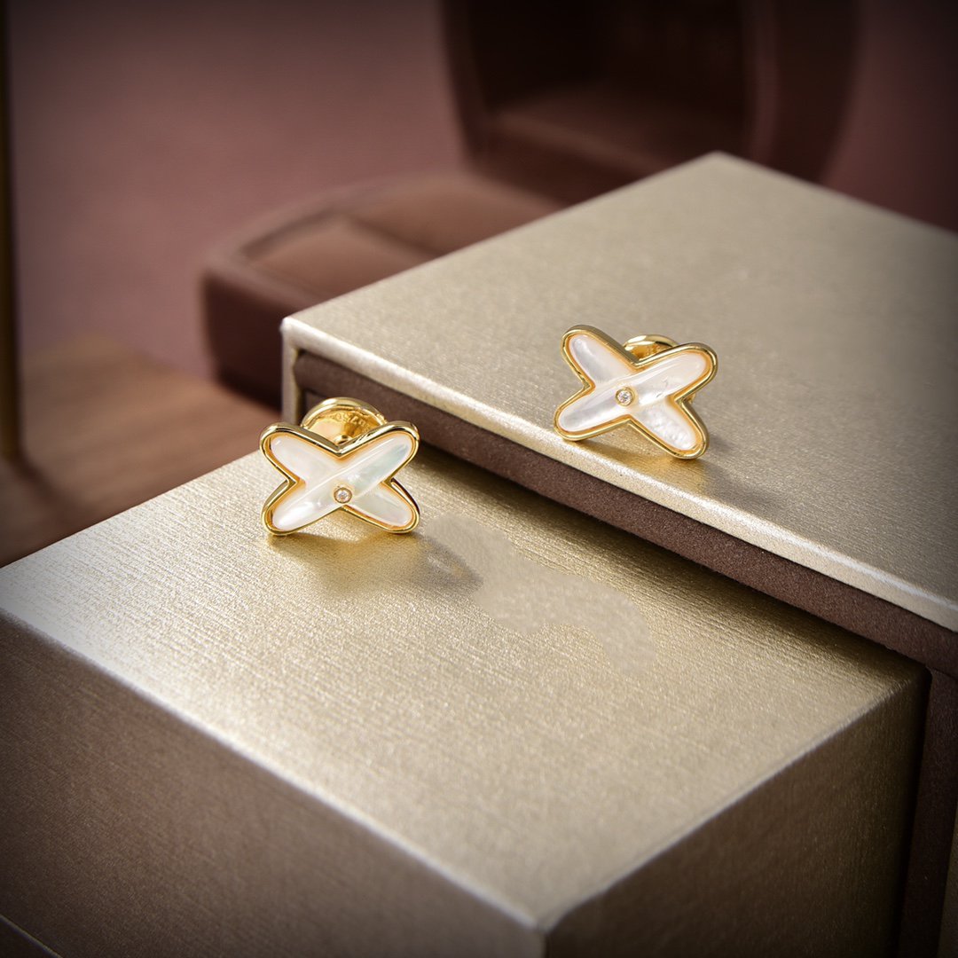 [Jewelicorn]JEUX DE WHITE MOP GOLD DIAMOND EARRINGS