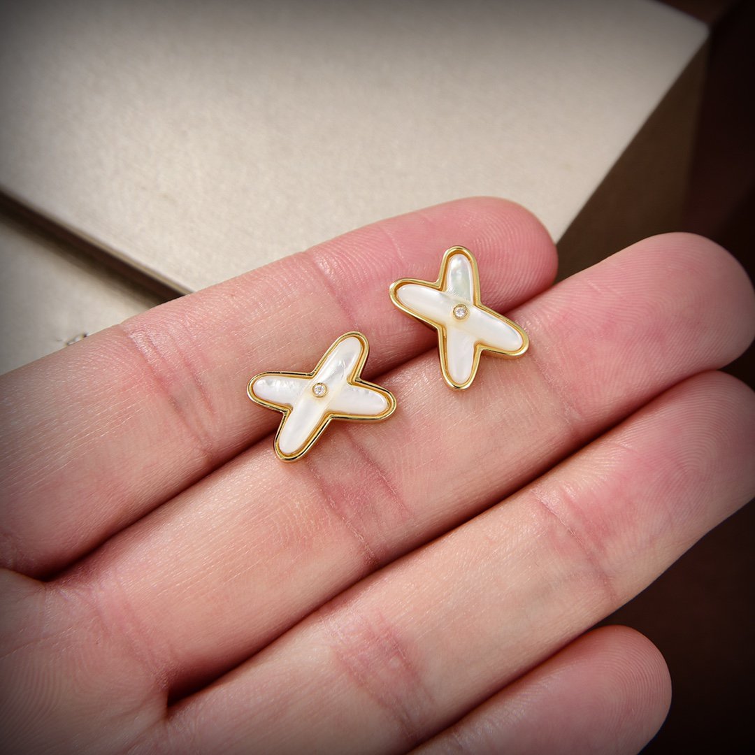 [Jewelicorn]JEUX DE WHITE MOP GOLD DIAMOND EARRINGS