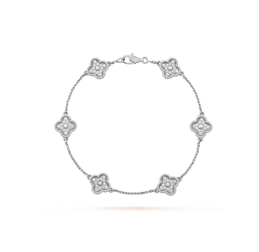 [Jewelicorn]CLOVER 6 MOTIF SILVER DIAMOND BRACELET