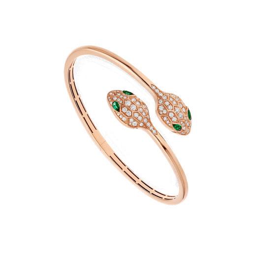 [Jewelicorn]SERPENTI BRACELET PINK GOLD MALACHITE DIAMOND DOUBLE SNAKE