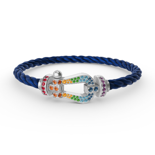 [Jewelicorn]FORC LARGE HORSESHOE  COLORED DIAMOND BRACELET SILVER