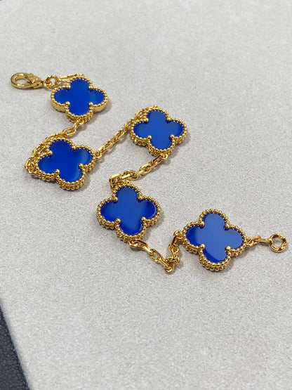 [Jewelicorn]CLOVER 5 MOTIFS DEEP BLUE BRACELET