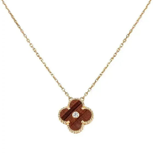 [Jewelicorn]CLOVER 15MM DIAMOND AND YELLOW TIGER'S EYE AGATE necklace