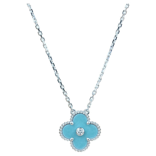 [Jewelicorn]CLOVER 15MM DIAMOND SVRES PORCELAIN  NECKLACE SILVER