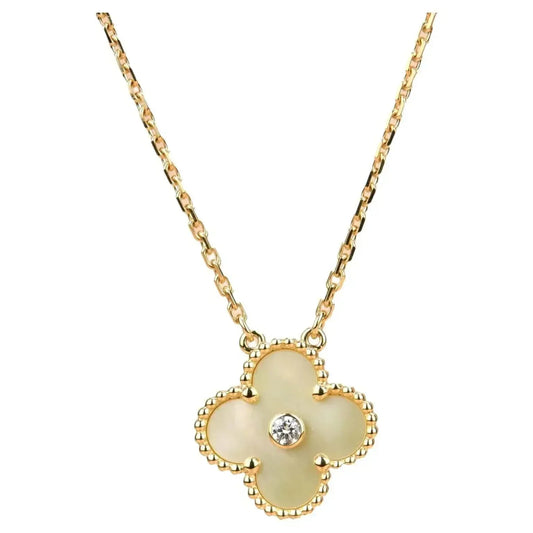 [Jewelicorn]CLOVER 15MM DIAMOND GOLD MOTHER OF PEARL NECKLACE