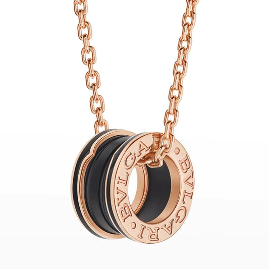 [Jewelicorn]ZERO 1 BLACK CERAMIC PINK GOLD NECKLACE