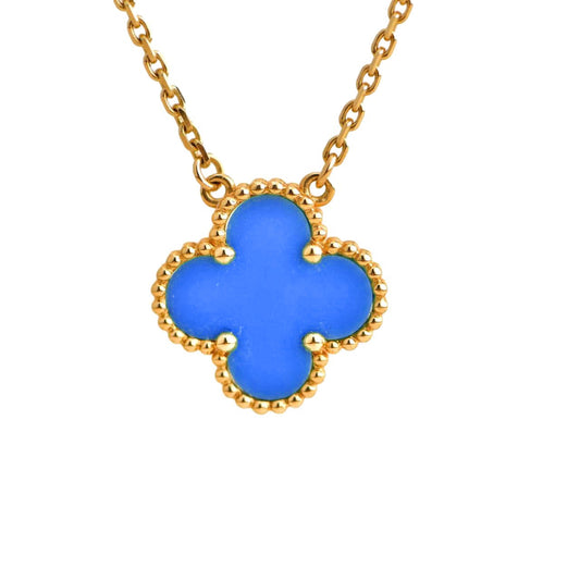 [Jewelicorn]CLOVER 15MM BLUE AGATE NECKLACE