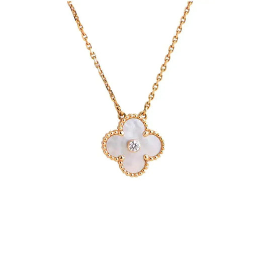 [Jewelicorn]CLOVER 15MM DIAMOND WHITE FRITILLARIA NECKLACE