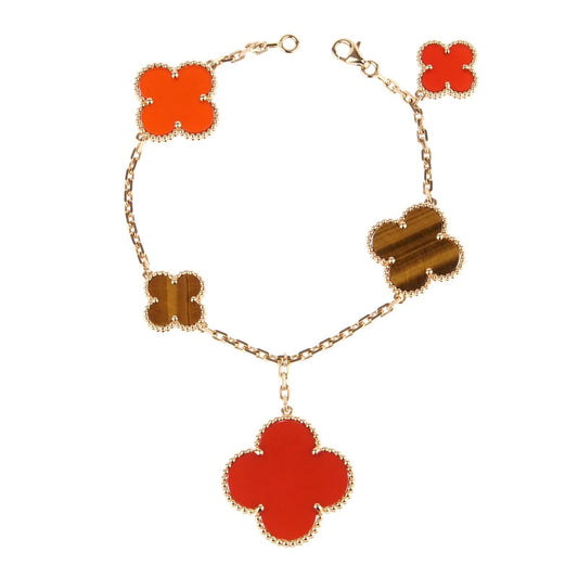 [Jewelicorn]CLOVER BRACELET 5 MOTIFS CARNELIAN TIGER EYE