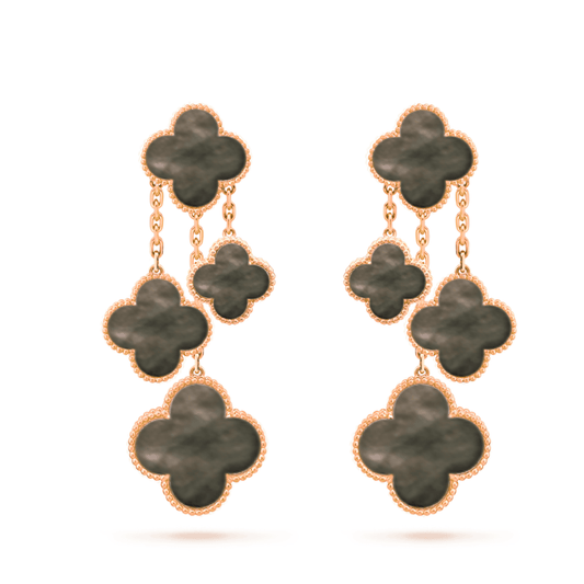 [Jewelicorn]CLOVER EARRINGS DARK MOP 4 MOTIFS ROSE GOLD