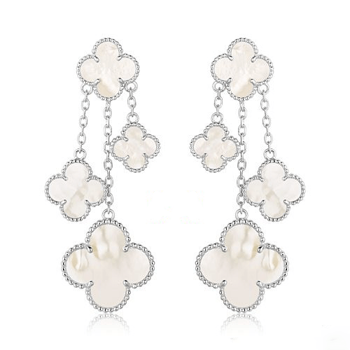 [Jewelicorn]CLOVER EARRINGS WHITE MOP 4 MOTIFS SILVER