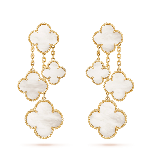 [Jewelicorn]CLOVER EARRINGS WHITE MOP 4 MOTIFS GOLD