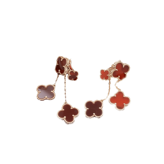 [Jewelicorn]CLOVER EARRINGS CARNELIAN 4 MOTIFS PINK GOLD