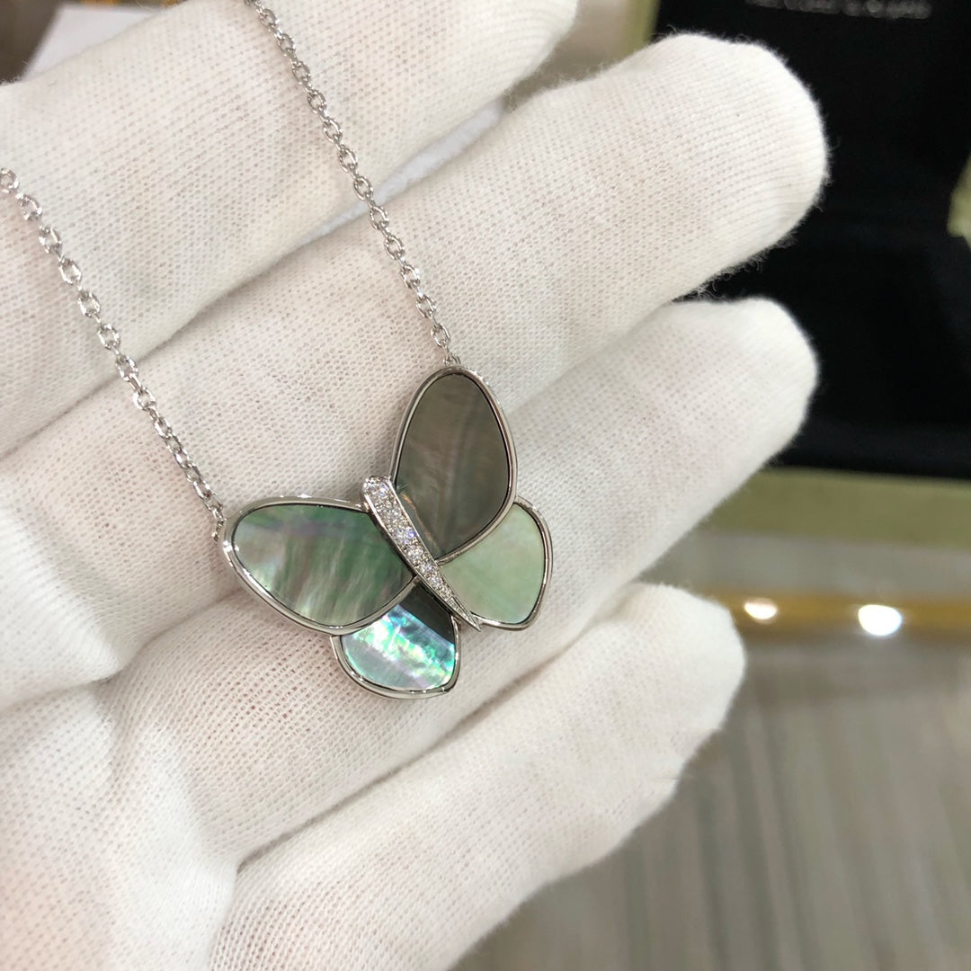 [Jewelicorn]LARGE BUTTERFLY SILVER PENDANT DIAMOND NECKLACE