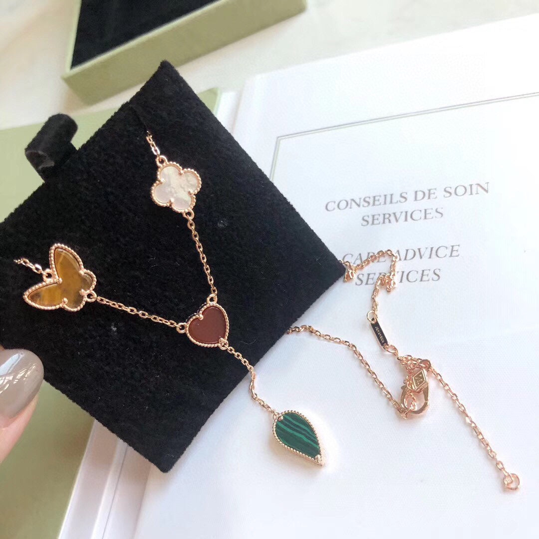 [Jewelicorn]LUCKY SPRING 4 MOTIFS ROSE GOLD NECKLACE