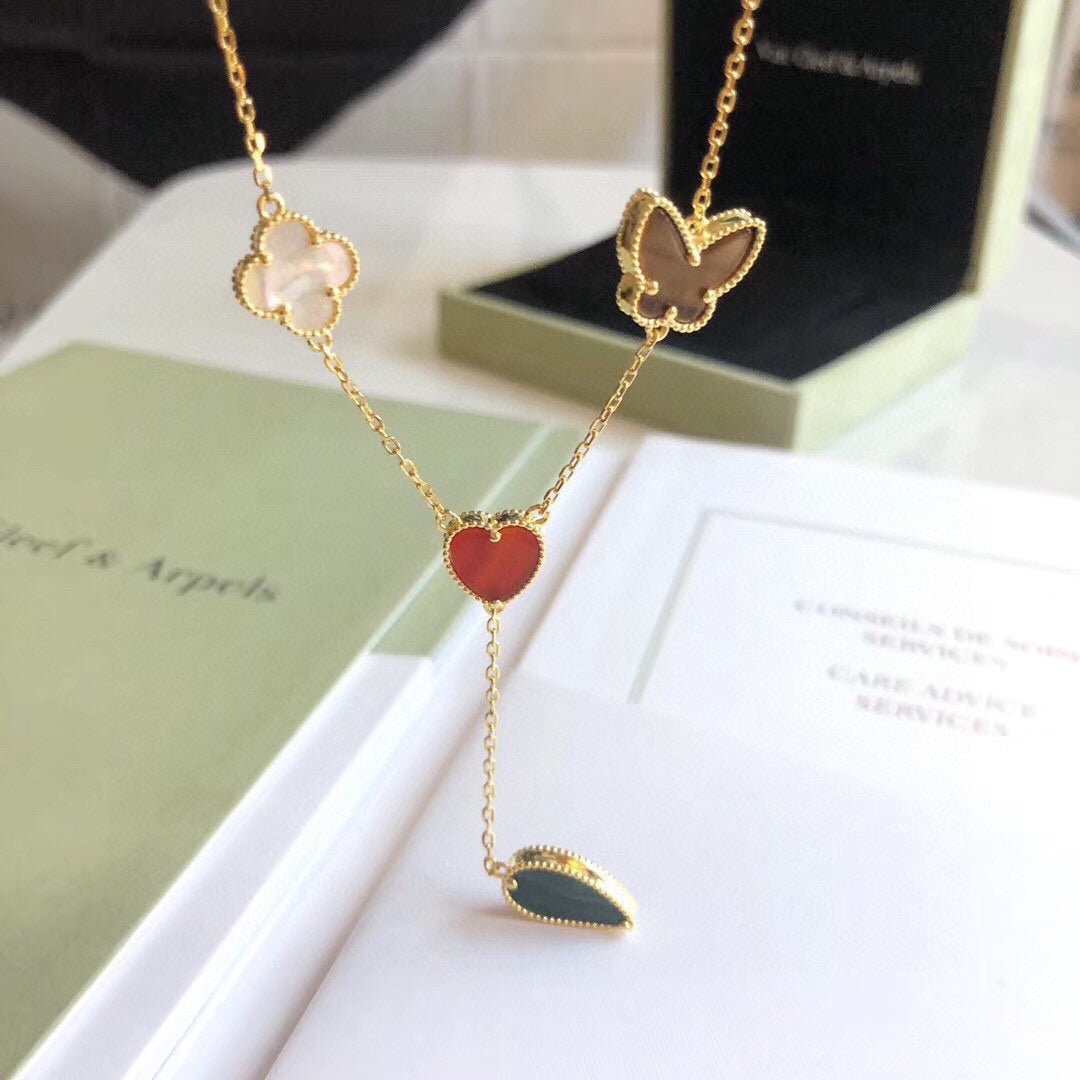 [Jewelicorn]LUCKY SPRING 4 MOTIFS ROSE GOLD NECKLACE